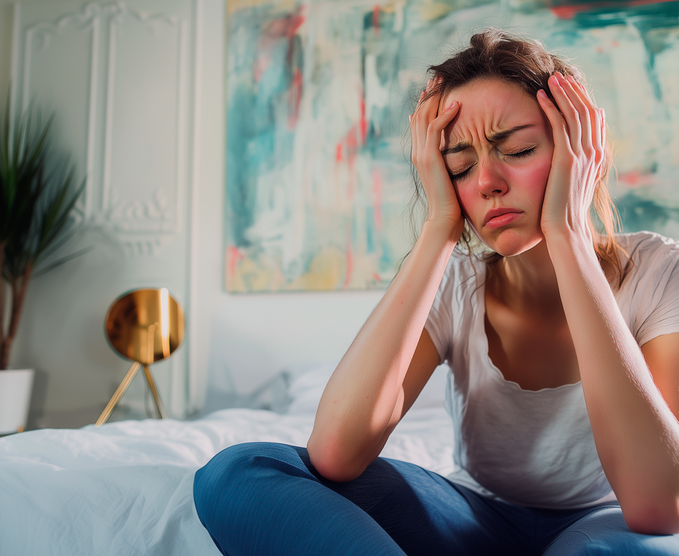 piloto82_A_stressed_30_year_old_woman_white_red_pastel_and_gree_ba27bb6a-eda5-4a06-83d5-3ef925aa1321