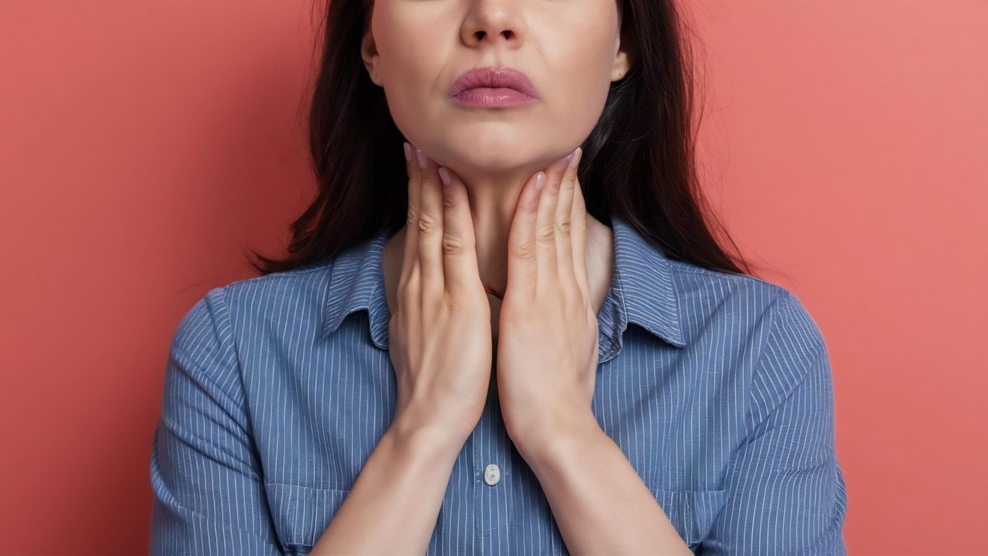 young-woman-with-pain-throat-toothache-red-mark-women-touches-throat-white-background